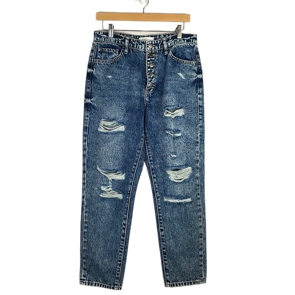 Nature Denim Women's High-Rise Distressed Straight Button Fly Jeans Size 9/28 - Picture 1 of 9